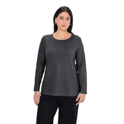 Afbeelding van Ulla Popken dames Jcoscoop Tee Ss Crew Neck met lange mouwen Top, Grijs (Anthrazit 12), (Maat: 62+)