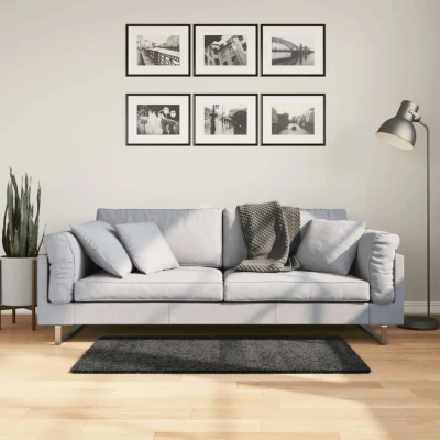 Afbeelding van Vloerkleed shaggy hoogpolig modern 60x110 cm antraciet