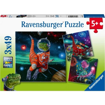 Afbeelding van Ravensburger puzzel DinosauriÃ«rs in de ruimte 3 x 49 stukjes kinderpuzzel