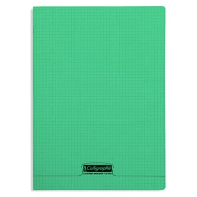 Afbeelding van Calligraphe 18385C Groen Geniet notitieboekje 24x32 cm 96 pagina&#039;s met kleine ruitjes Wit papier van 90 g Transparante polypropyleen kaft Merk Clairefontaine
