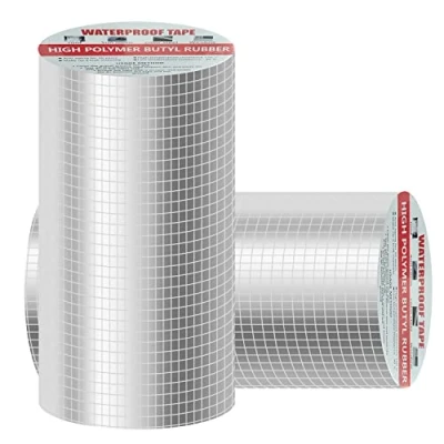 Afbeelding van Aluminium waterdichte tape, 5 m x 20 cm, zelfklevende afdichtband, butylrubber, aluminiumfolie, voor daklekkage, oppervlaktescheuren, vensterbankspleet, buisbreuk
