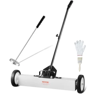 Afbeelding van VEVOR magnetische veegmachine van 24 inch met wielen, capaciteit 22,7 kg, telescopisch magnetisch pick upgereedschap, verstelbare handgreep, up om spijkers en