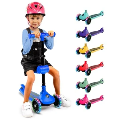 Afbeelding van SereneLife Kinderstep 3 Wiel Step Opvouwbare met Verstelbare Hoogte LED Verlichting Verstelbaar Stuur Antislip Voetplaat voor Jongens en Meisjes