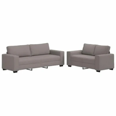 Afbeelding van vidaXL 2 delige Loungeset met kussens stof taupe