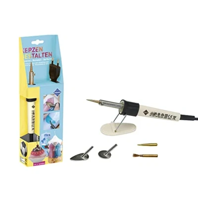 Afbeelding van Pebaro 0271 Kaarsenzuigerset met schrijfpunt, messing borstel en strijkijzer, kaarsen versieren, modelleren, vervormen, beschilderen; knutselen werken waxkleuren, creatieve set, veelzijdig