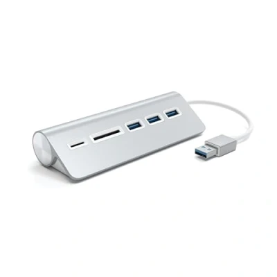 Afbeelding van Satechi Type A Aluminium USB Hub &amp; Card Reader zilver ST 3HCRS