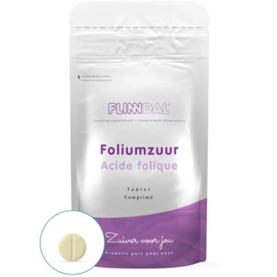 Afbeelding van Foliumzuur / Vitamine B11 Voordeligste verpakking Voor ontwikkeling van het ongeboren kind Flinndal