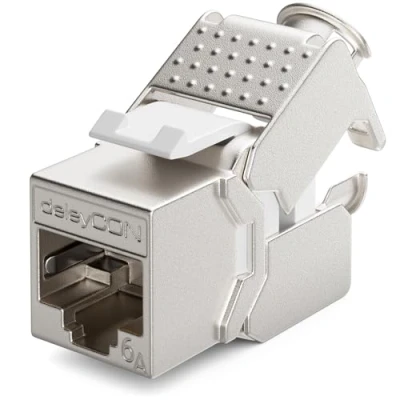 Afbeelding van deleyCON 1x Keystone Module CAT 6a Jack Volledig Afgeschermd STP RJ45 Bus Gereedschapsvrij Dankzij Snap In Montage Ruwe Kabel 500Mhz 10GBit/s