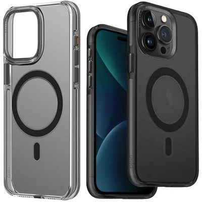 Afbeelding van UNIQ Calio iPhone 15 Pro 6.1 hoesje Magclick Opladen grijs/gerookt grijs