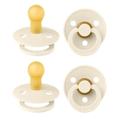 Afbeelding van BIBS Colour, fopspeen, set van 4, BPA vrij, kersvormige speen, Natuurlijk rubber/latex, gemaakt in Denemarken, maat 1 (0 6 maanden), ivoor