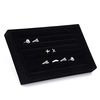 Afbeelding van Yosoo velours interieur su鑔e sieraden oorbellen ringen manchetknoop display organizer doos lade houder case spleten opslag (zwart)
