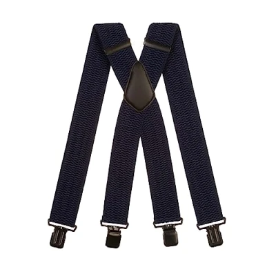 Afbeelding van Olata Extra Brede X Vorm Bretels met Dikke Stof 5 cm. Donkerblauw (Zwarte Clips)