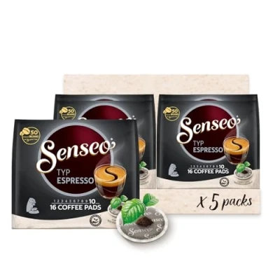 Afbeelding van Senseo Pads type espresso bescherming gecertificeerd, 80 koffiepads, 5 stuks, x 16 drankjes