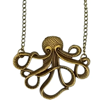 Afbeelding van Rhylane Bronskleurige Ketting (70 cm) Met Retro Octopus Hanger (4.2 x 4