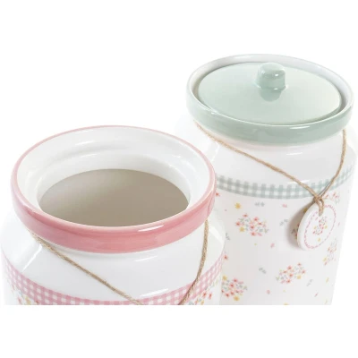 Afbeelding van Tin DKD Home Decor Groen Roze Vichy 15,5 x 21 cm (2 Stuks)