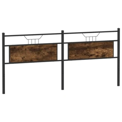 Afbeelding van vidaXL hoofdbord 200 cm bewerkt hout en staal gerookt eikenkleurig, bed hoofdbord, bed, achterwand bedhoofdbord, hoofdeinde