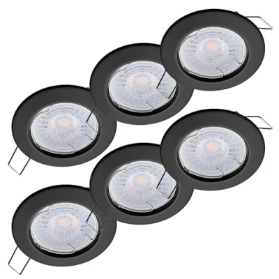 Afbeelding van Oktaplex Lighting Set van 6 LED spots Sedan traploos dimbaar 5W 3000K 230V 380lm warm wit 110 inbouwspot zwart gatgrootte 60mm