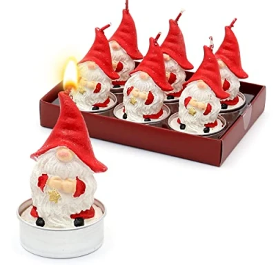 Afbeelding van Dekohelden24 Set van 6 kabouters, afmetingen per theelicht L/B/H: 4 x 7 cm, cm