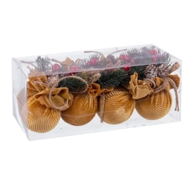 Afbeelding van Bigbuy Christmas Kerstballen Multicolour Gouden Corduroy Foam 6 X Cm (8 Stuks)