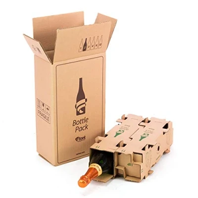 Afbeelding van Only Boxes Verpakking met 5 dozen voor verzendflessen, inhoud 2 flessen, zeer beschermende binnenbox, 100% milieuvriendelijk, voorkomt beschadigingen