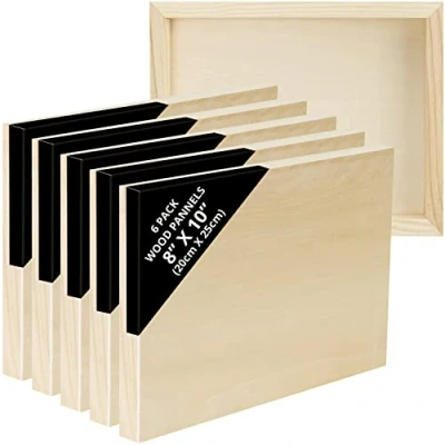 Afbeelding van Belle Vous Onbewerkt Houten Canvas Schilder Borden (6 Pak) 20 x 25 cm Natuurlijk Lindehouten Paneel Mixed Media Verven voor Encaustische Kunst, Verfgieten &amp; Hobby