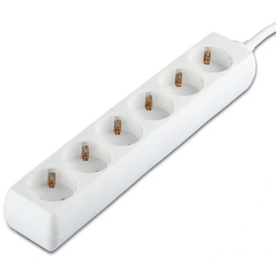 Afbeelding van Verlengsnoer 3680W 6 Stopcontacten 3 Meter Wit Nederland
