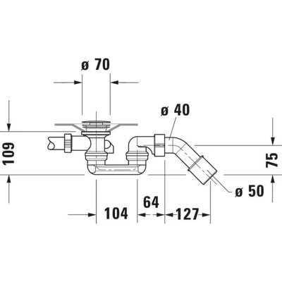 Afbeelding van Duravit D Code badafvoer en overloopcombinatie met waste voor bad 180cm inclusief middenafvoer
