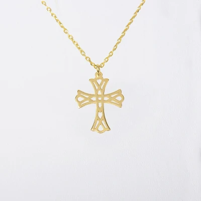 Afbeelding van MeYuKu Sieraden 14 karaat gouden ketting met kruishanger