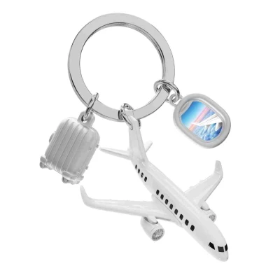 Afbeelding van Metalmorphose Sleutelhanger Travel and Holiday Lover Vliegtuig Koffer Raam Zilver Nice thingZ