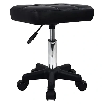 Afbeelding van FURWOO Rechthoek Rolling Kruk Met Wielen Hoogte Verstelbare Draaibare Stoel Voor Spa Salon Massage Zwart