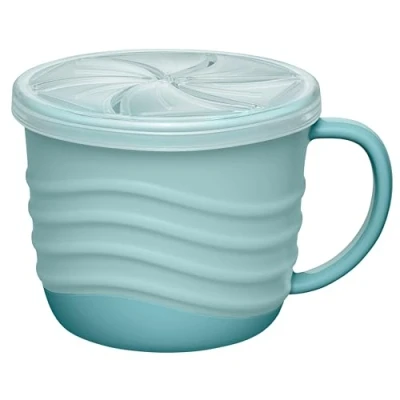 Afbeelding van nip 2 in 1 snackbox Onbreekbare snackbeker met deksel voor baby&#039;s vanaf 9 maanden van meer dan 90% hernieuwbare grondstoffen, ergonomische drinkbeker en één, 250 ml, blauw