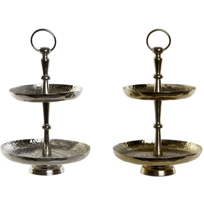 Afbeelding van Fruitschaal DKD Home Decor Gouden Zilverkleurig Aluminium 22 x 31 cm (2 Stuks)