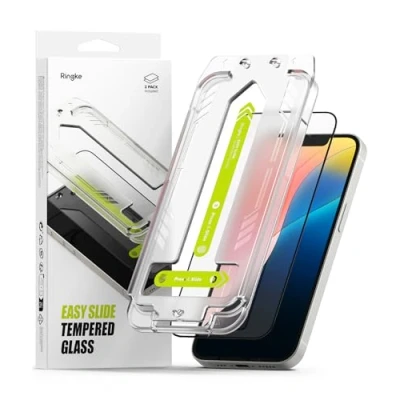 Afbeelding van Ringke Easy Slide Glass Film Compatibel met iPhone 16e / 14/13 Pro 13 Screenprotector Installatietool HD Kwaliteit Premium 9H Hardheid Onbreekbaar Gehard Glas (Installatietool 2 Stuks)