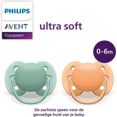 Afbeelding van Philips Avent Ultra Soft Fopspeen 0/6 maanden 2 stuks SCF091/03