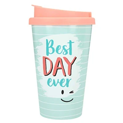Afbeelding van Depesche 2180.004 To Go beker van kunststof met spreuk, 350 ml, herbruikbaar, Best Day ever