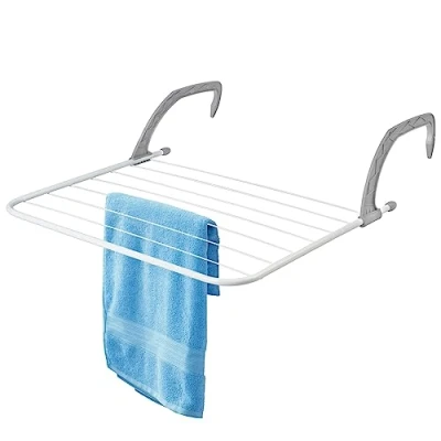 Afbeelding van KADAX Balkonwasdroger, wasrek voor balkon, balkonleuning, radiator, badkamer, hangende wasdroger, kleine hangdroger, inklapbaar