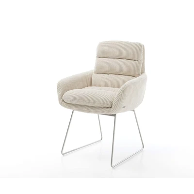 Afbeelding van Armleunstoel Abelia Flex met armleuning slipframe roestvrij staal cord beige