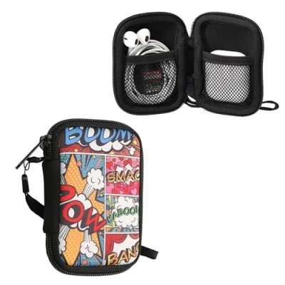 Afbeelding van kwmobile hoesje voor draadloze oordopjes Compatibel met In ear Headphones Stripboek