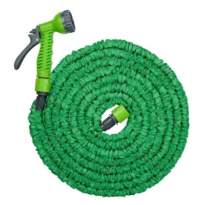 Afbeelding van Kinzo Flexibele Tuinslang 15M Incl. Opzetstuk Sproeikop met 7 Spraystanden Kunststof Groen/Grijs