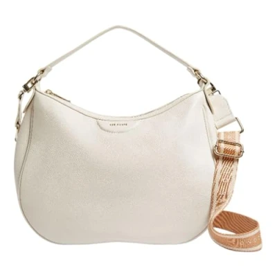 Afbeelding van Ted Baker Leren Schoudertas Esiah Webbing Slouchy Leather Hobo Bag Ecru Wit