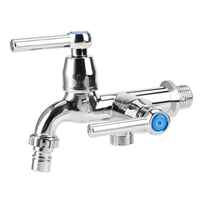 Afbeelding van Leylor Waterkraan ABS Plastic Wasmachine Kraan Wastafel Water Tap met Dubbele Uitloop &amp; Handvat G1/2 (1/2 )