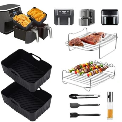 Afbeelding van Ninja accessoires voor heteluchtfriteuse, 2024 nieuwe Foodi accessoires, 8 stuks airfryer Dual AF500EU, AF400EU, AF300EU siliconen vorm