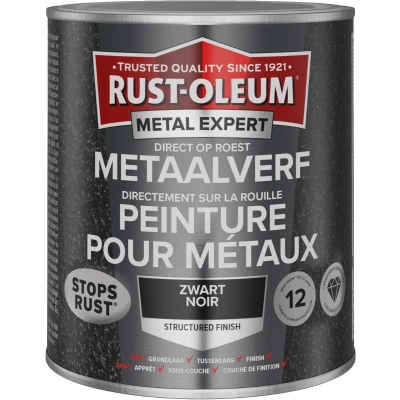 Afbeelding van Rust oleum metal expert metaalverf direct op roest structuur 750 ml, zwart