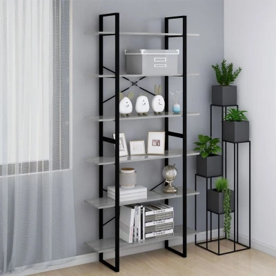 Afbeelding van Hoge kast 100x30x210 cm bewerkt hout grijs sonoma eikenkleurig