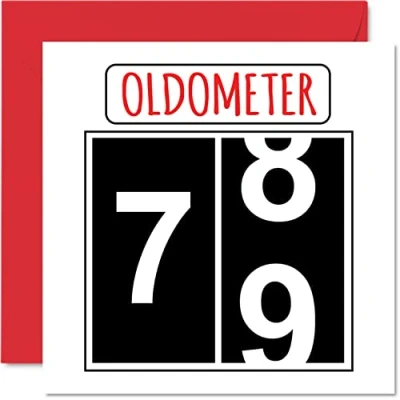 Afbeelding van Leuke 79e verjaardagskaarten voor mannen vrouw Oldometer Gelukkige verjaardagskaart papa mama overgrootvader opa oppas oma oom tante, 145mm x wenskaarten,