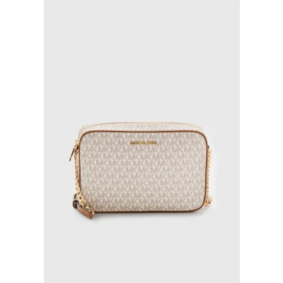 Afbeelding van Michael Kors crossbody tas Jet Set met logoprint ecru