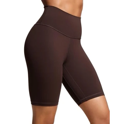 Afbeelding van CRZ YOGA Naakt Gevoel Bikershort Voor Dames 8&#039;&#039; Hoog Getailleerde Yogatraining Gym Running Spandex Shorts Hot Fudge Bruin S