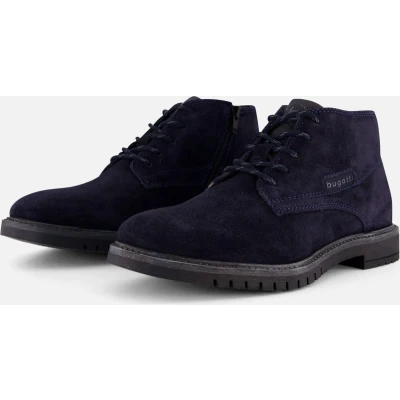 Afbeelding van Bugatti hoge suede heren veterschoenen blauw Maat 42 Echt leer