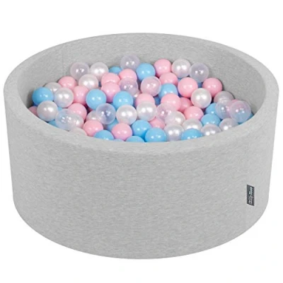 Afbeelding van KiddyMoon Schuim Ballenbak Voor Kinderen Met Ballen Ø 7 Cm Gemaakt In EU, Lichtgrijs:Babyblue Poeder Roze Parel Transparant,90X40cm/300