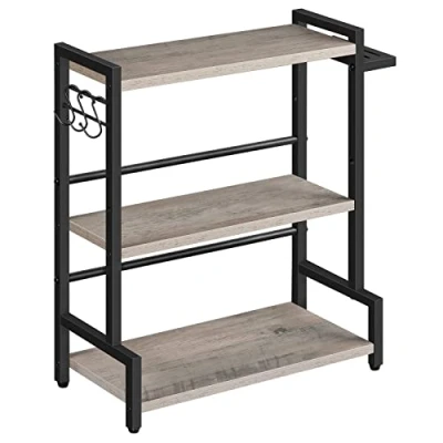 Afbeelding van HOOBRO Kruidenrek, Keukenrek met 3 haken, Kruidenstandaard messenhouder, Bureau organizer, Verstelbare poten, Voor eetkamer, Keuken, Badkamer, Grijg zwart EBG01TL01